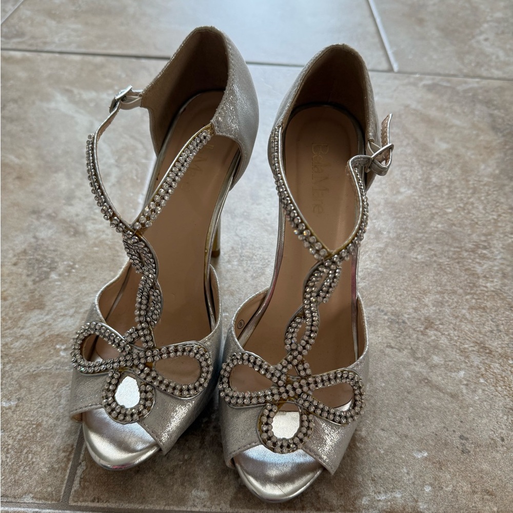 Bella Marie Silver Rhinestone Heels